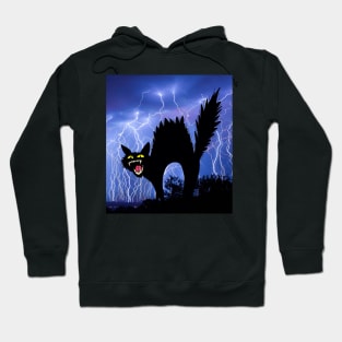 Cat Mom Crazy Cat Black Cat Lightning Night Hoodie